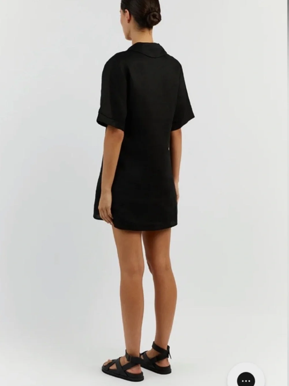 DISSH Candice Black Linen Polo Collared Mini Dress Size 4 - Picture 3 of 8